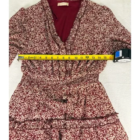 Altar'd State Dress Womens Large red Floral Long Sleeve Mini Swing Dress - Picture 4 of 6